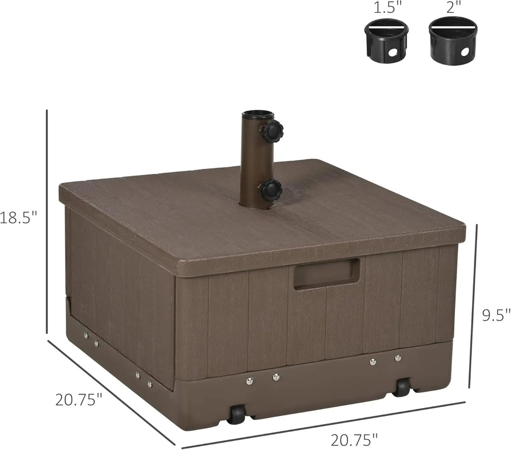 Heavy Duty 3-in-1 Umbrella Base, Umbrella Stand with Wheels, Coffee Table & Planter Box, 175lbs Capacity for Sand.