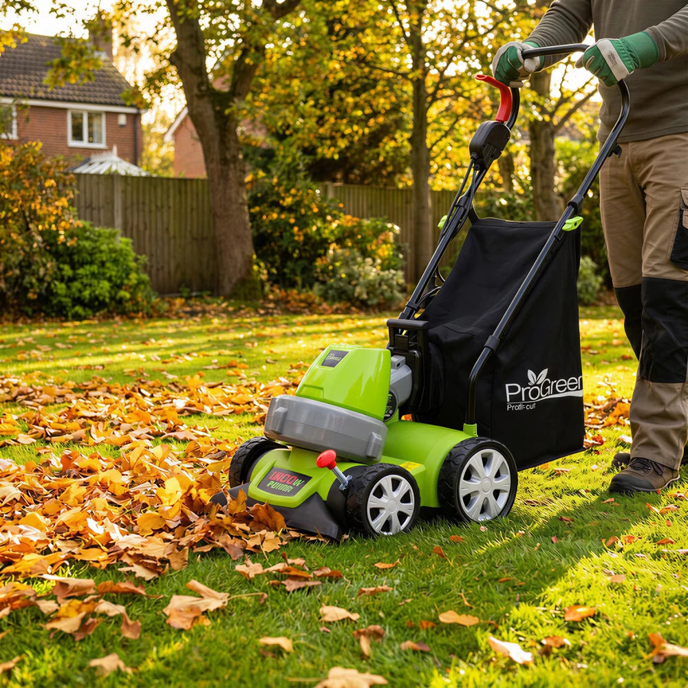 PROGREEN 1600W Leaf vacuum cleaner 3 in 1 Function Vacuum, Blower & Mulcher Excellent for working in the garden, on lawns or walkways. Green Color
