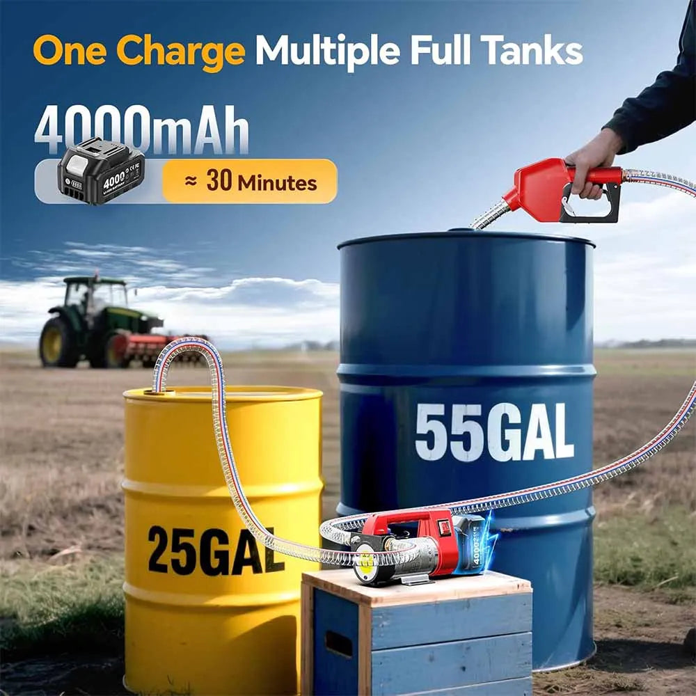 TaskStar 21V Electric Fuel Pump For Diesel Trucks Tractors Diesel Transfer Pump 45 L/min For Makita 18V Battery Pin
