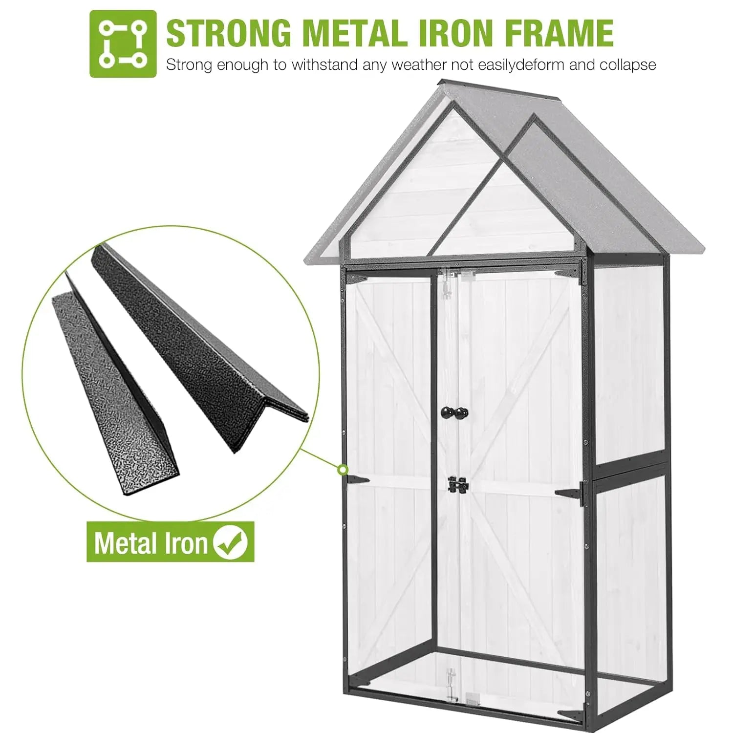 Outdoor Metal Frame Storage Shed Tool Cabinet Wooden Floor Adjustable Shelves Garden 2.5x1.4FT, Customized