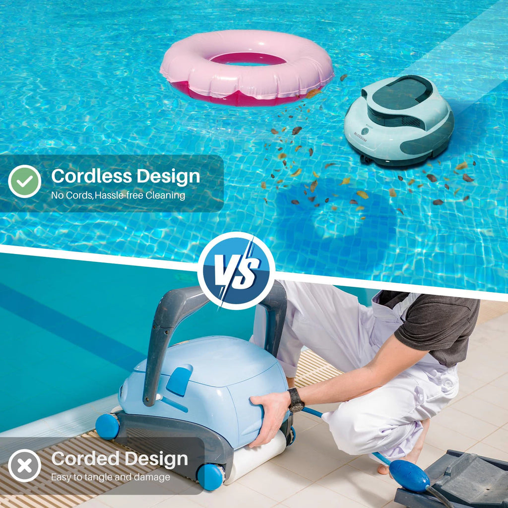 Cordless Pool Cleaner with 5000mah Up to 120 Mins Run time Two Adjustable Path Planning Method Ideal Robotic Pool Vacuum Cleaner