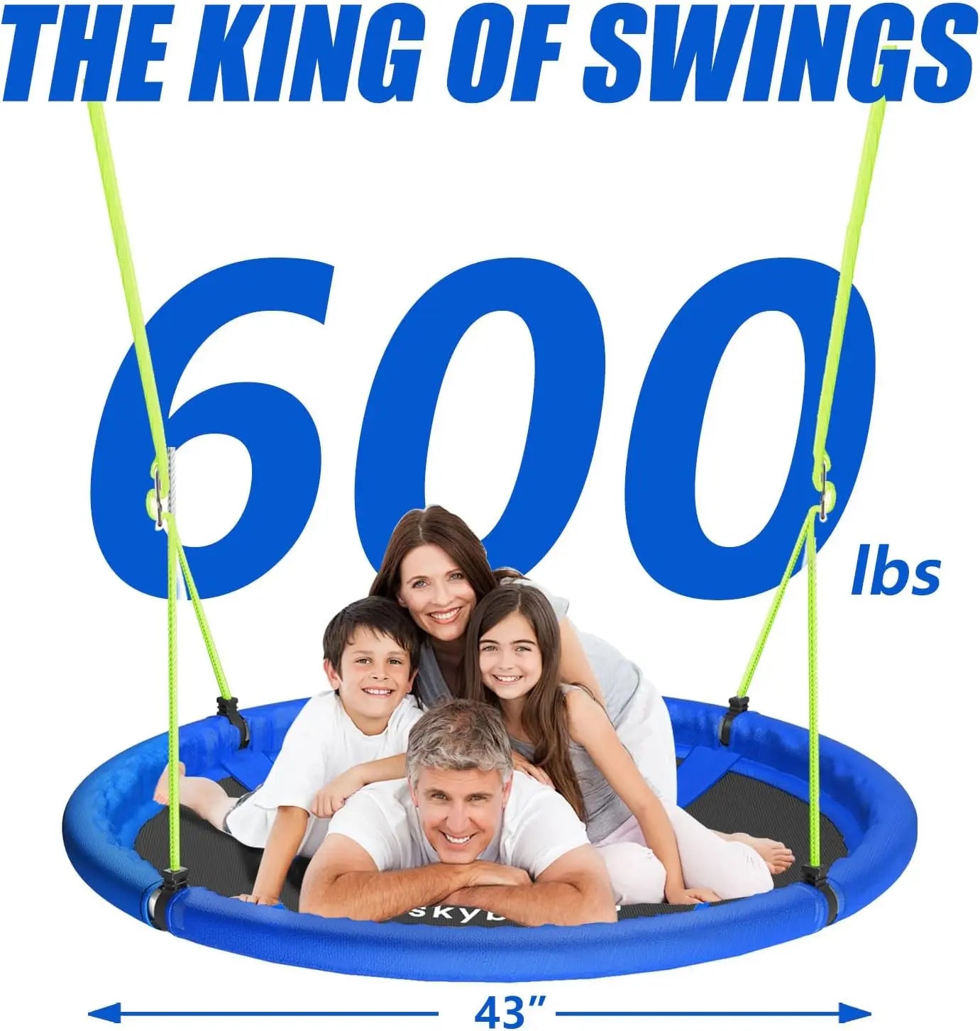 43" Tree Swing 600LB Weight Capacity - Outdoor Waterproof Flying Saucer Swing with Hanging carabiners