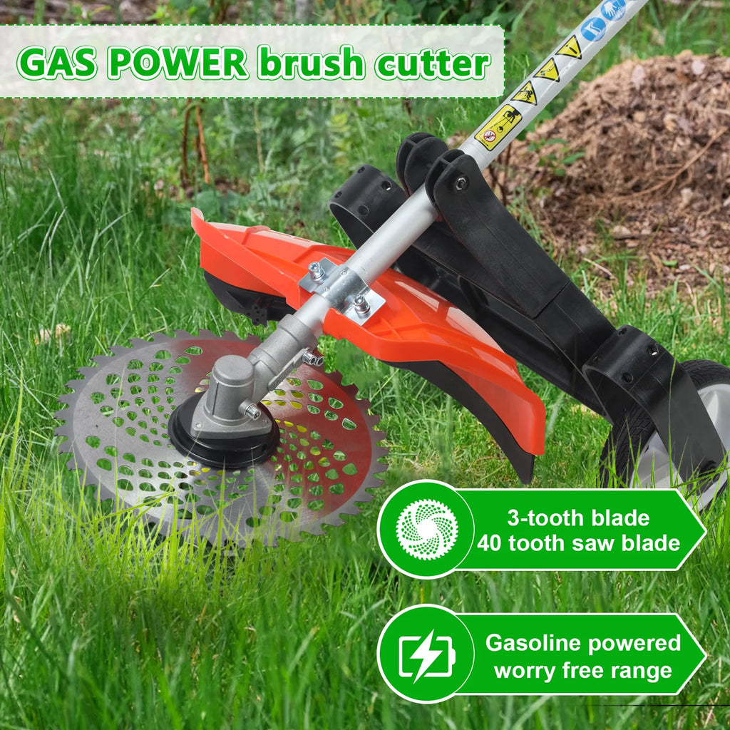 8 in 1 Weed Wacker, Trimmer, Edger, Chainsaw, Gas Powered, 52CC 2-Cycle