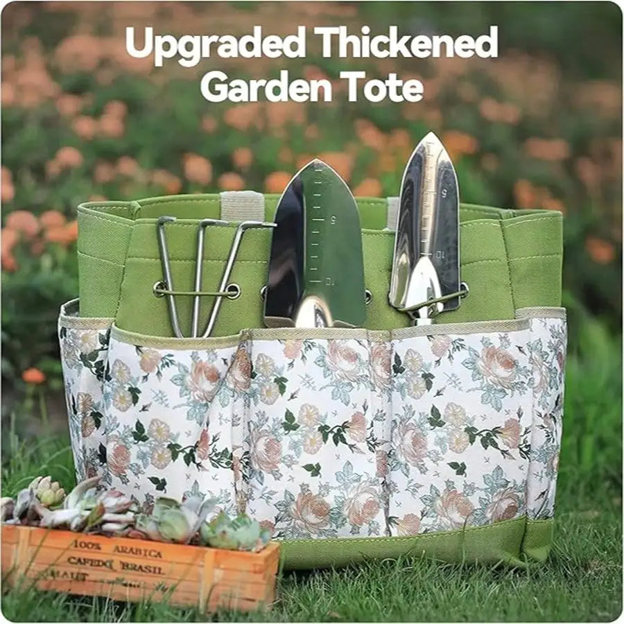 Gardening Tools 9-Piece Heavy Duty Gardening Hand Tools With Fashion And Durable Garden Tools Organizer Handbag, Ideal Gardening Gifts For Women,Rust-Proof Garden Tool Set