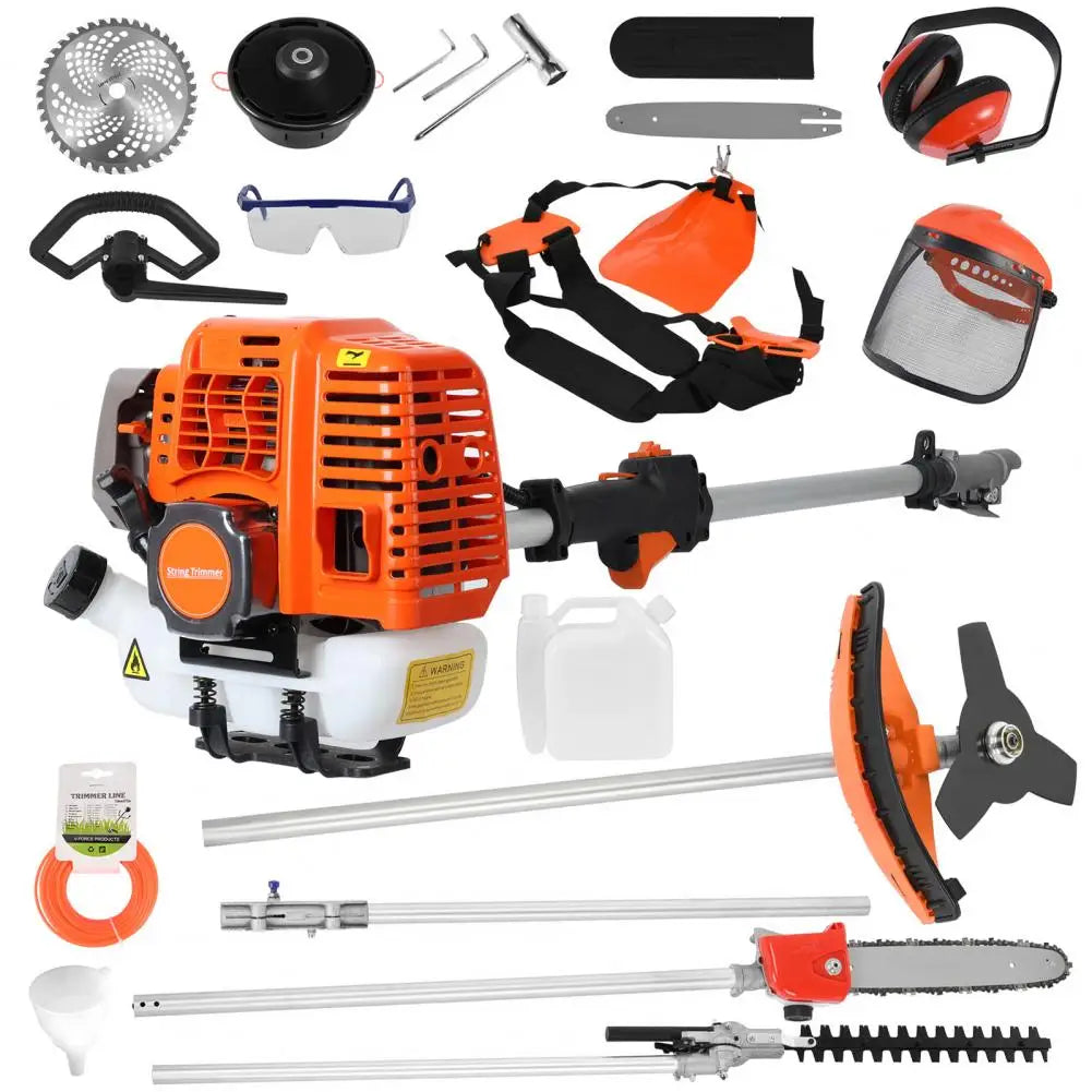 Multifunctional 5 In 1 Lawn Mower, 2-Stroke Gas Weed Trimmer, Cordless Hedge Trimmer, Telescopic Chainsaw Hedge Pruner Weeder