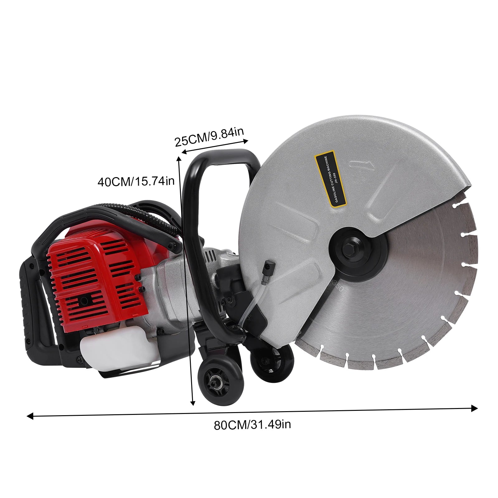 Bepritm 52CC Gas-Powered Concrete Cutting Saw, 1400W High Torque Demo Saw with 350mm Blade 4in Max Cut Depth, 2-Stroke Wet Saws Cutter for Granite, Brick, Reinforced Concrete