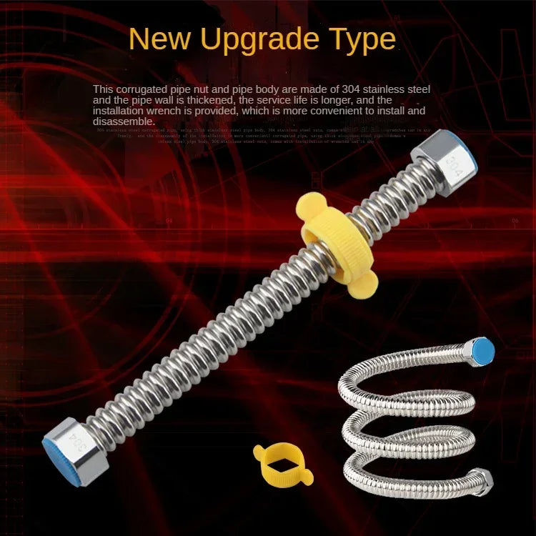 Basin & Toilet Plumbing Hose, 304 Stainless Steel Weaved, 1/2" Hose,