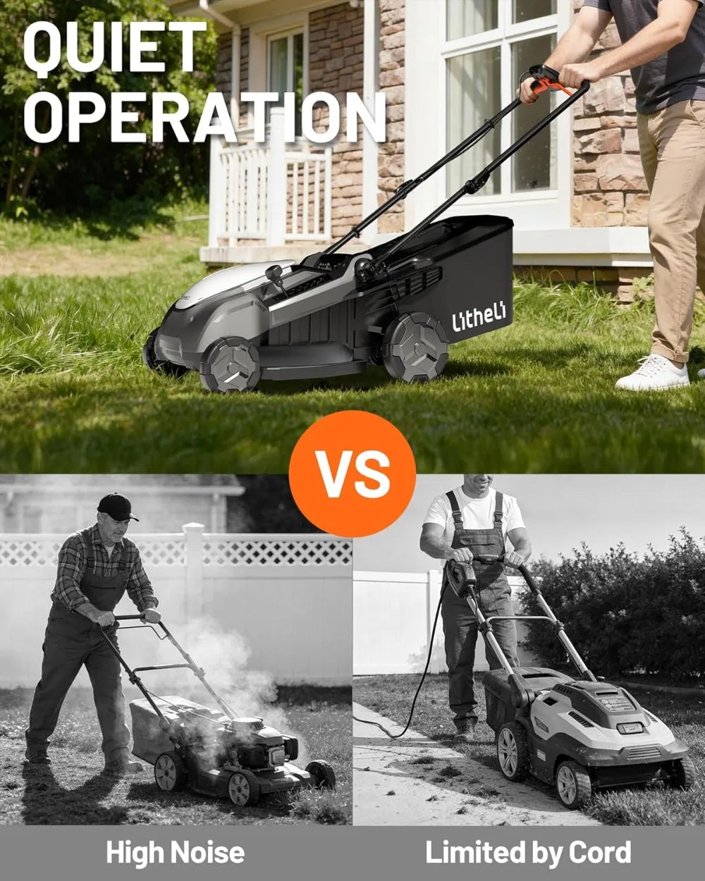 Self-Propelled 18-Inch Cordless Lawn Mower, 40V Brushless Motor, 6-Height Adjustment, 2×5.0Ah Batteries Included