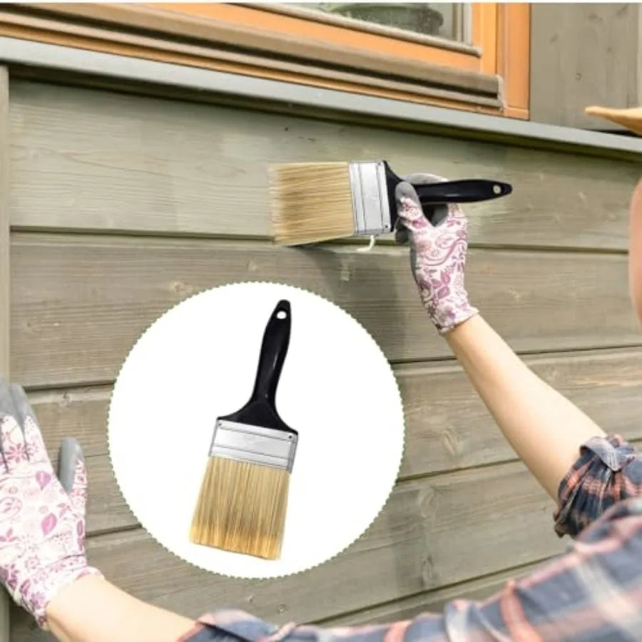 3 inch Flat Paint Brushes, Professional Paint Tools with Treated Plastic Handle for DIY Paint, Furniture, Fences, Deck, and Wal