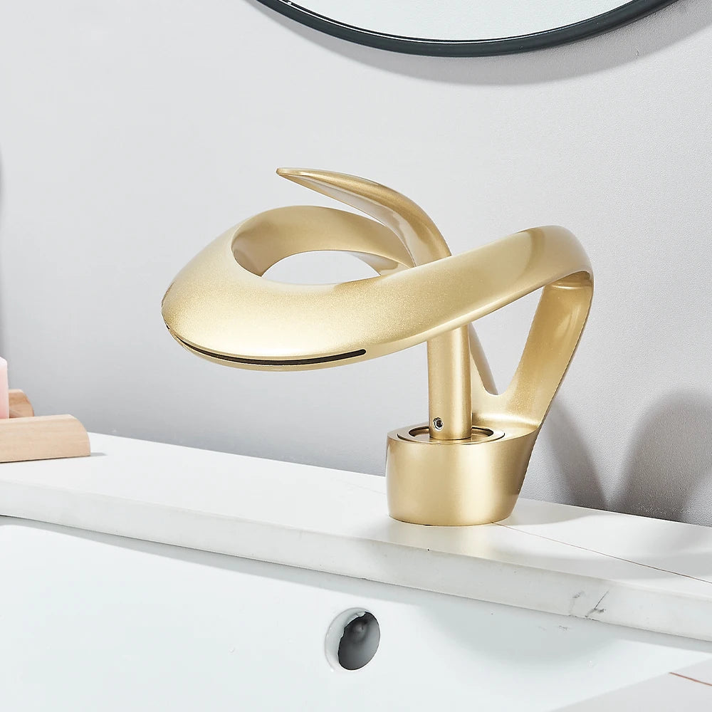 Waterfall Bathroom Sink Faucet, Modern Design, Single Handle
