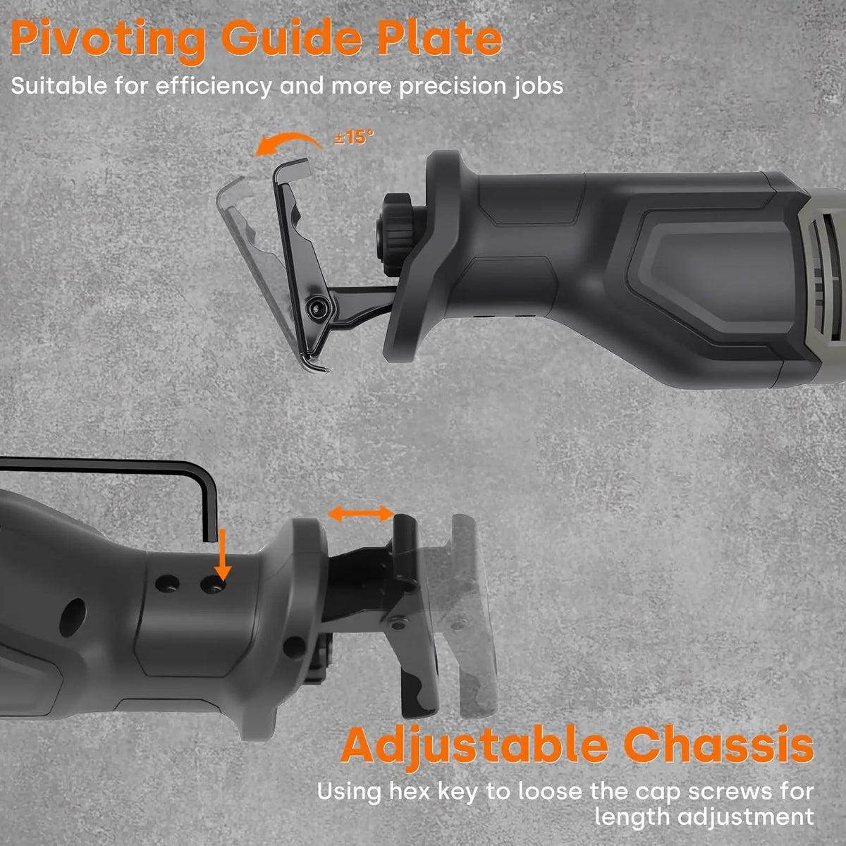 Reciprocating Saw, 710W, 2800 RPM Variable Speed, Tool-Free Blade Change, 20mm Stroke Length, 6pc Blades for Wood, Soft Metal, PVC Pipe Cutting