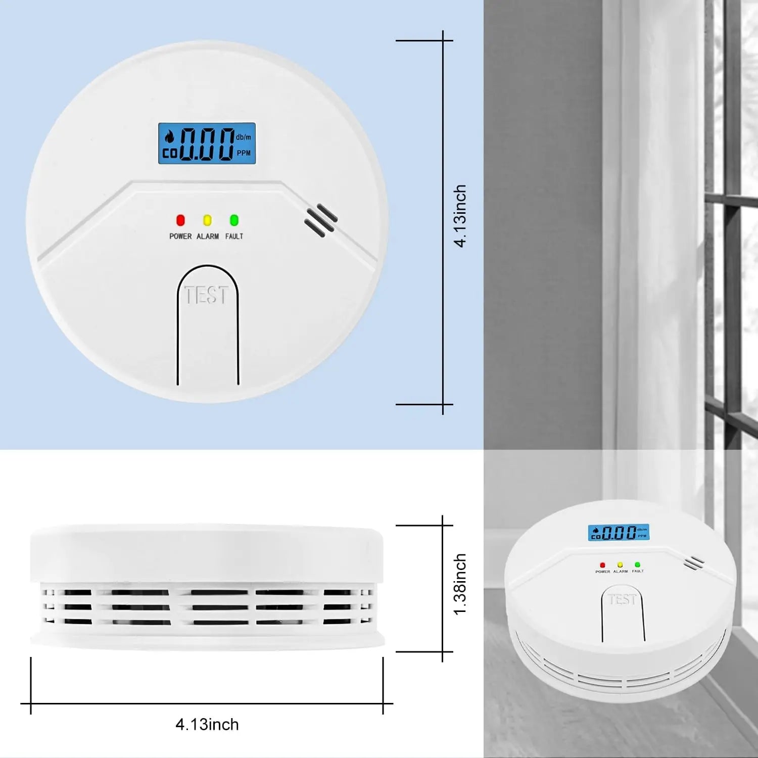 2-in-1 Smoke and Carbon Monoxide Detector, Easy Install with 3 AA Batteries for Home Safety