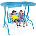 Kids Patio Swing, 2Seater Outdoor Porch Swing Lounge Chair, Adjustable Canopy amp Safety Belt, All Weather Resistant Waterproof