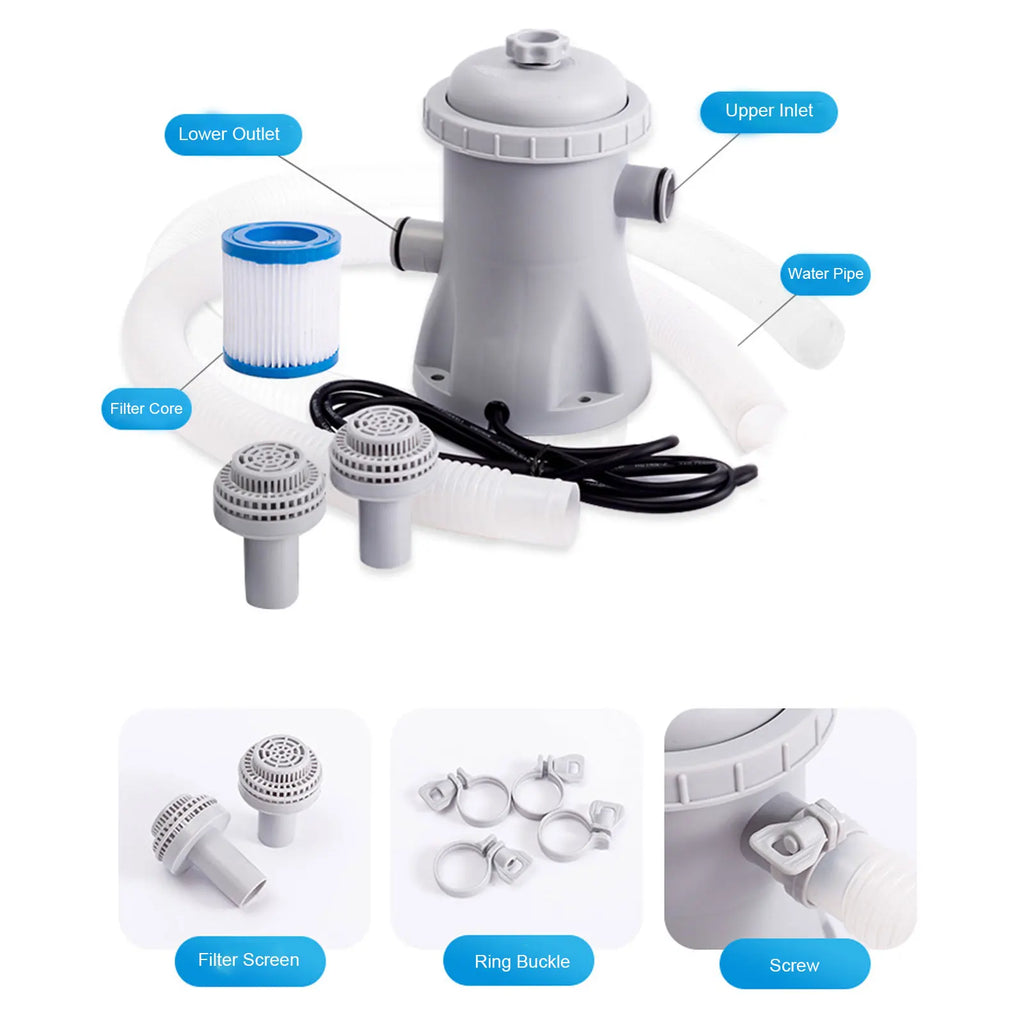 Electric Swimming Pool Filter Pump for Above Ground Pools 330 Gallon Cartridge Pool Filters Pump System
