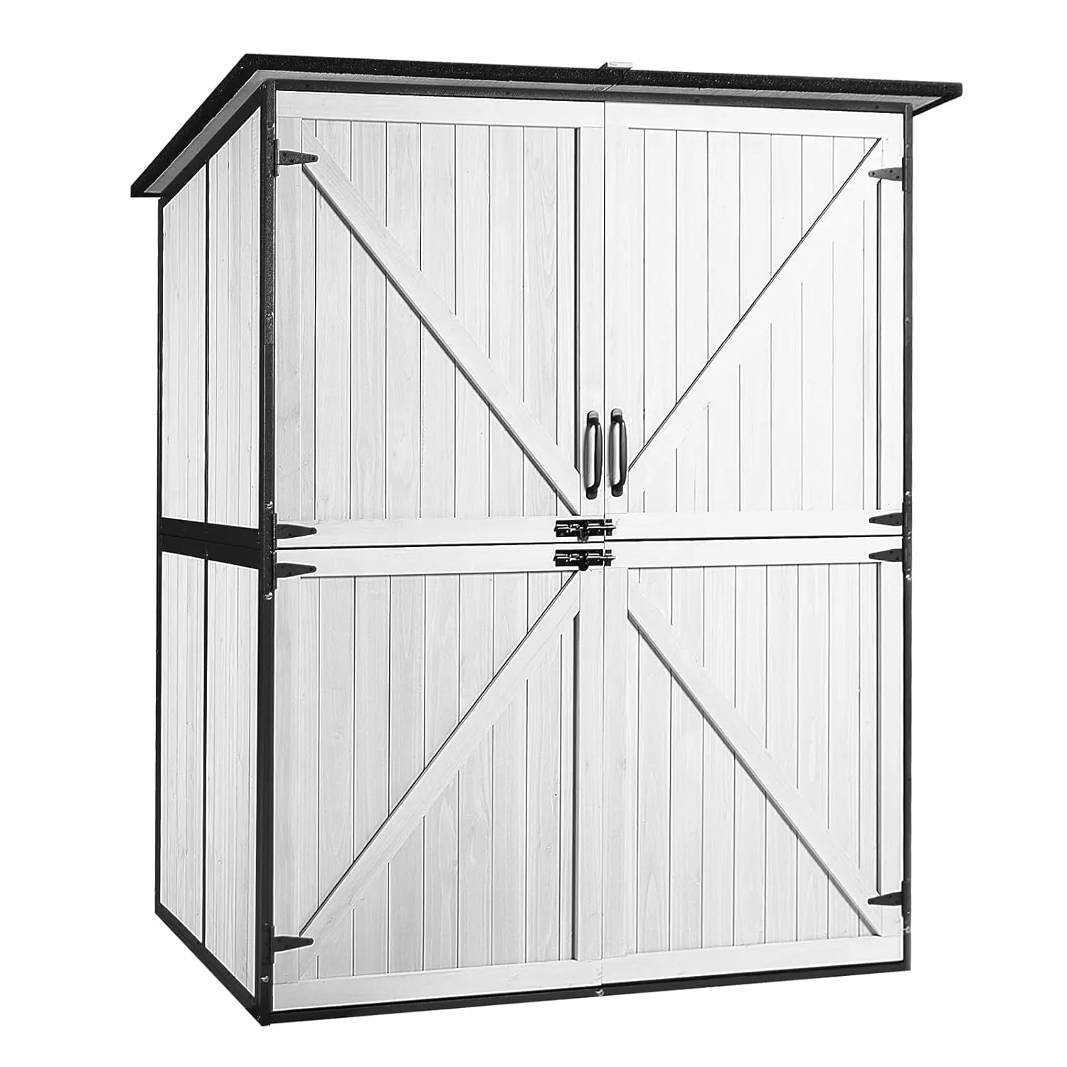 Outdoor Metal Frame Storage Shed Tool Cabinet Wooden Floor Adjustable Shelves Garden 2.5x1.4FT, Customized
