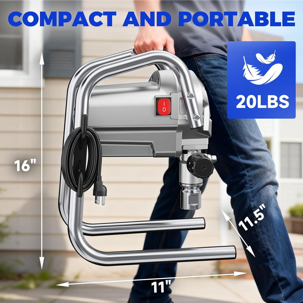 Litekon 1200W Heavy-Duty Airless Paint Sprayer, 3300PSI High Pressure & 40.58oz/Min High Flow For Fast Painting, Up To 30% More Coverage With Less Overspray, For Interior/Exterior Walls, Fences, Furniture