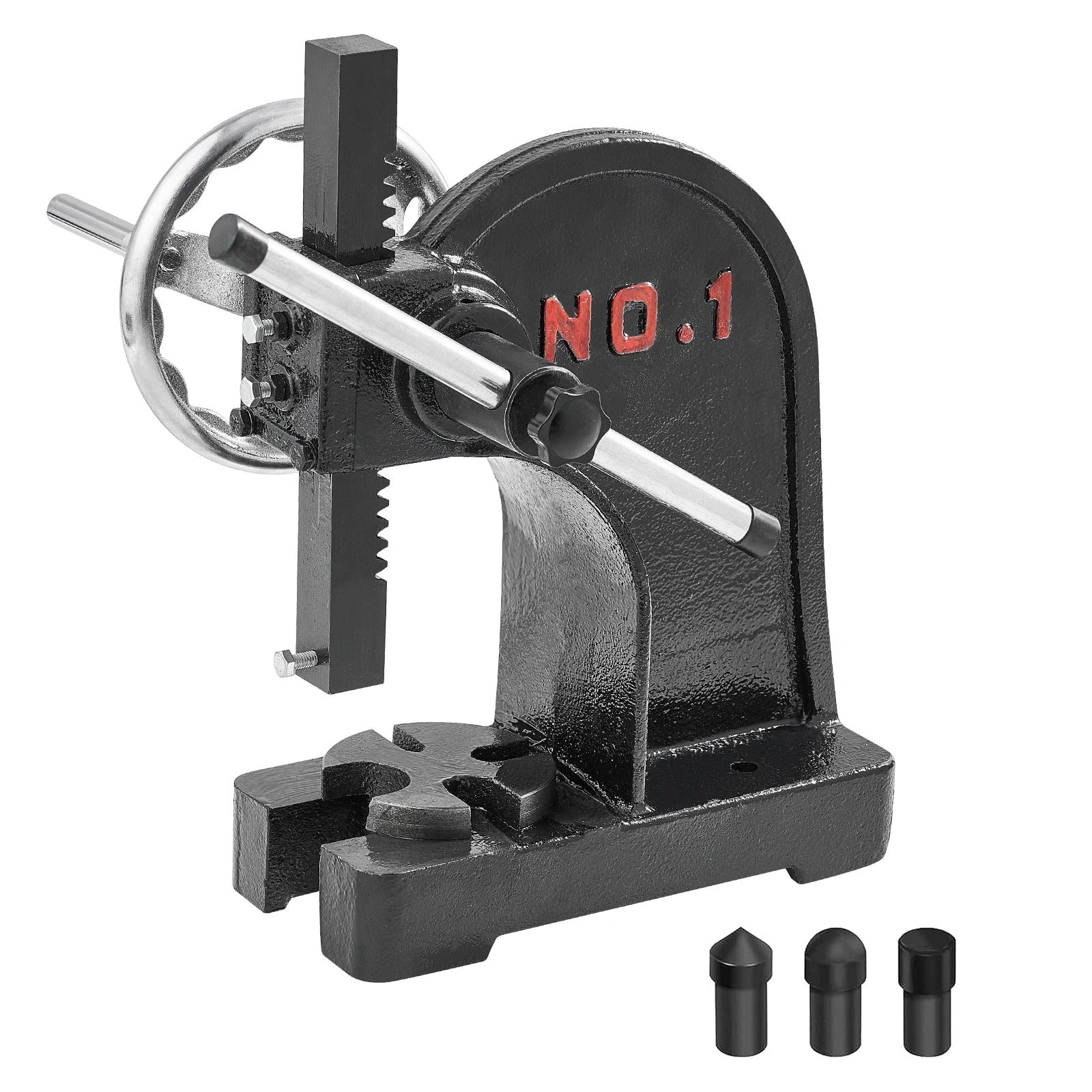 1 Ton Manual Arbor Press with Handwheel, Cast Iron, Heavy-duty, Tabletop