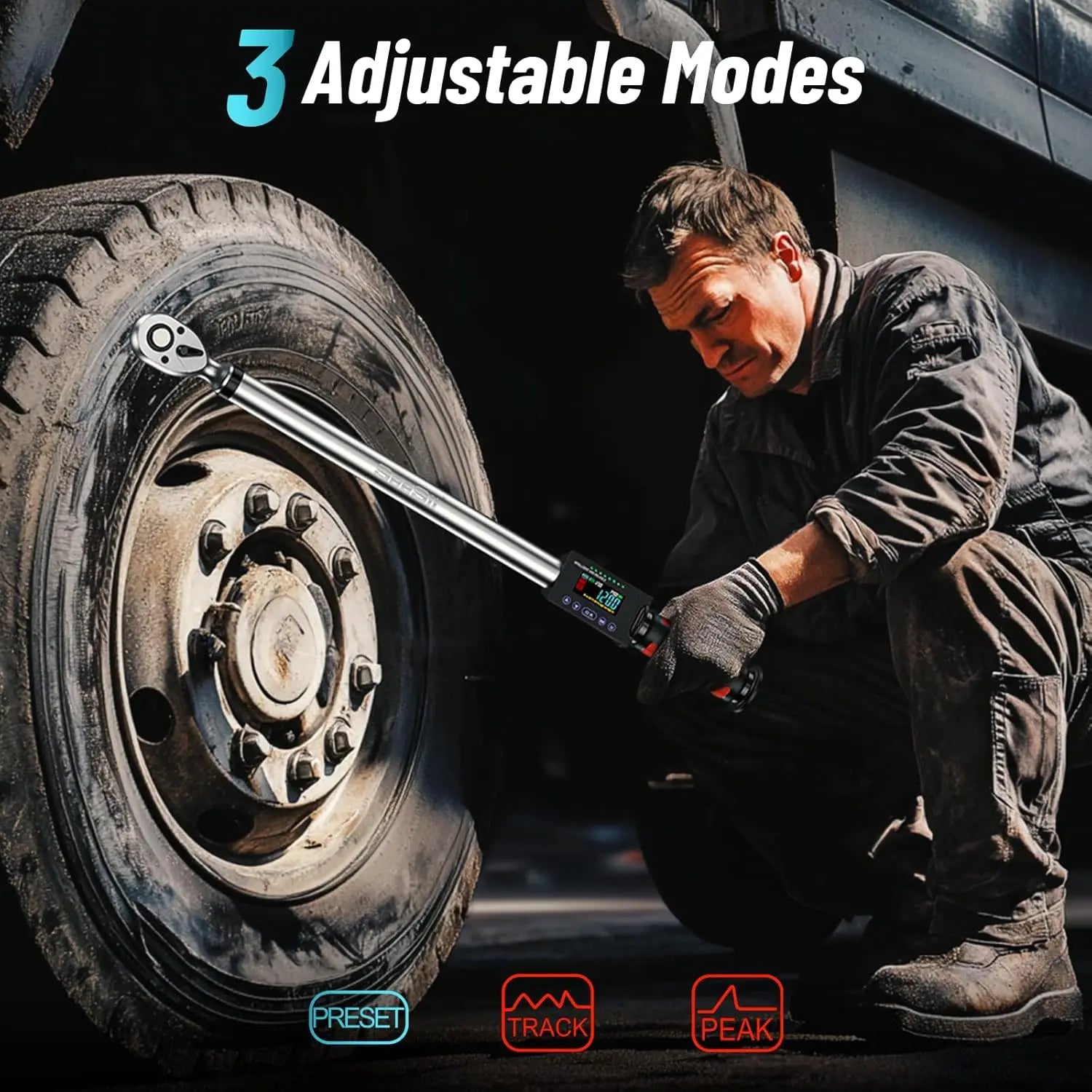 Digital Torque Wrench, !/2 Inch Drive, 3 Adjustable Modes, 340 N.m, 2% Torque Accuracy