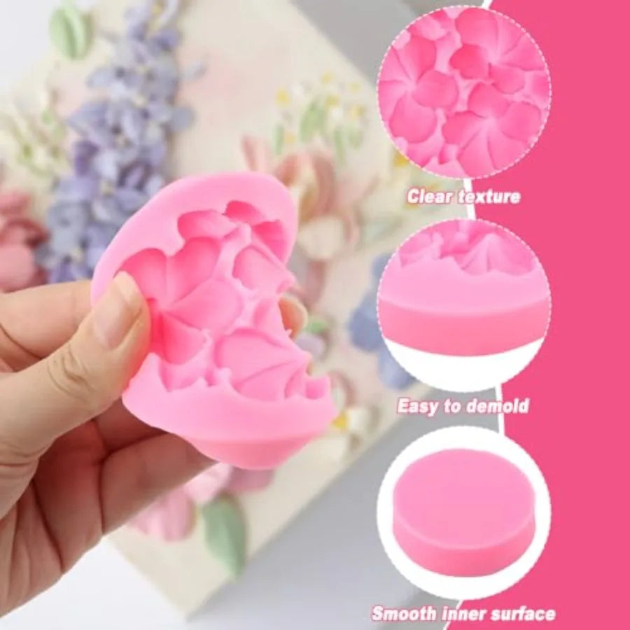 2PCS Flower Silicone Mold 3D Cute Flower Resin Candle Molds for Candle Making Fondant Chocolate Cake Decorating Soap Wax Resin