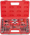 SAE Tap and Die Set Standard | #4, 6, 8, 10, 12, 1/4, 5/16, 3/8, 7/16, 1/2" Thread Repair Kit for Internal and External Threads