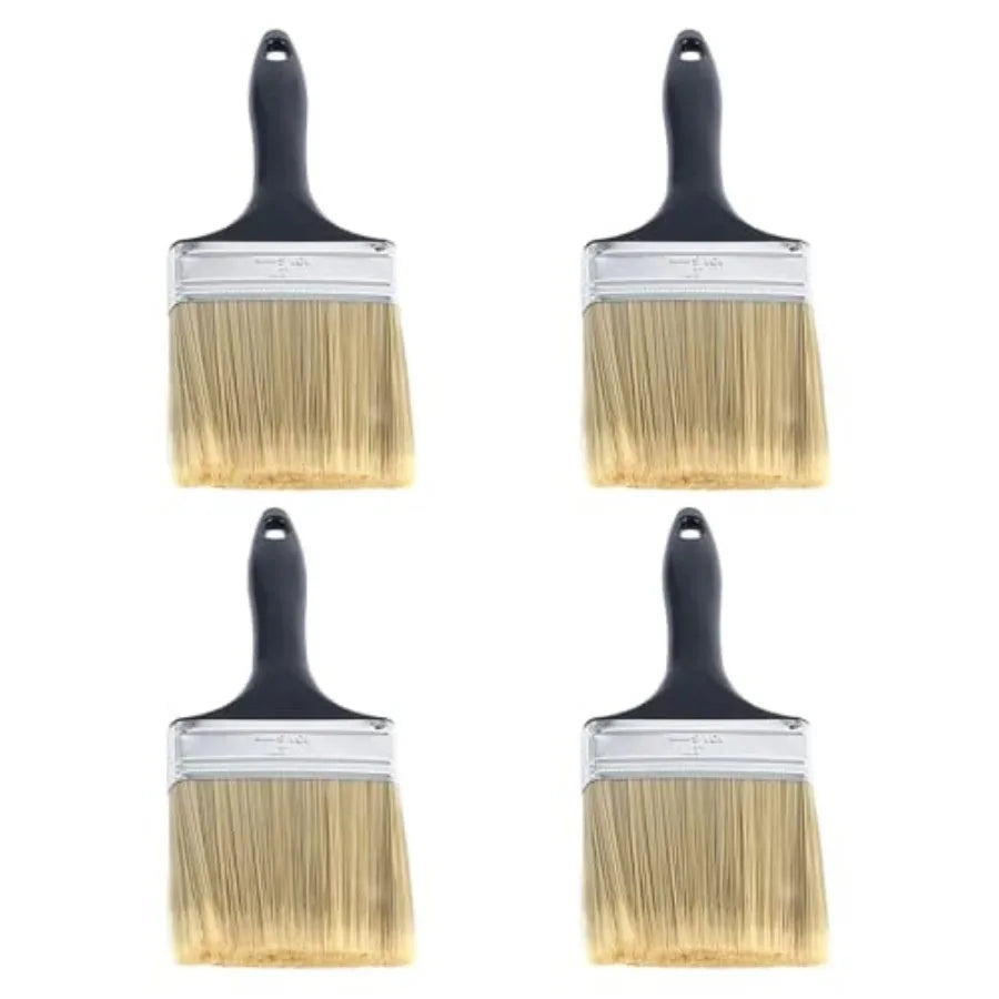 3 inch Flat Paint Brushes, Professional Paint Tools with Treated Plastic Handle for DIY Paint, Furniture, Fences, Deck, and Wal