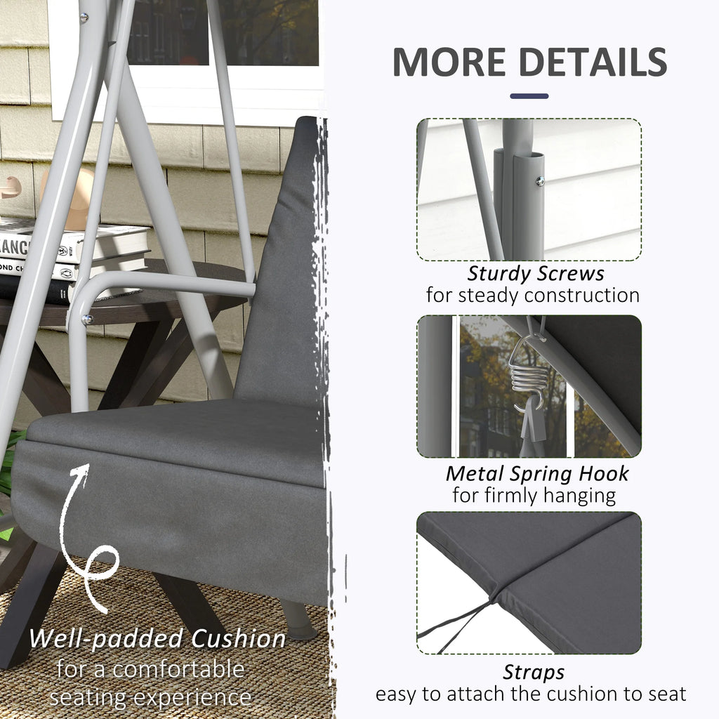 Outsunny Outdoor Swing Chair Canopy Patio Garden Hanging 2 Person Yard Furniture Gray