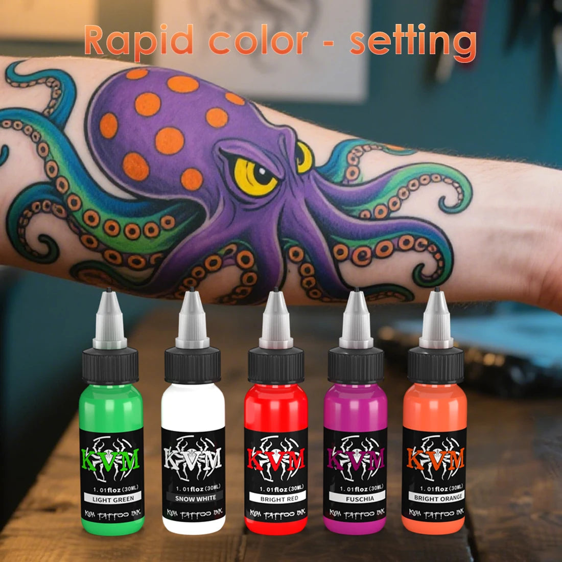 KVM 1oz (30ml) 7/14 Colors Professional Tattoo ink, Body Art Natural Plant Micro Pigment, Permanent Tattoo Ink For Body Paint