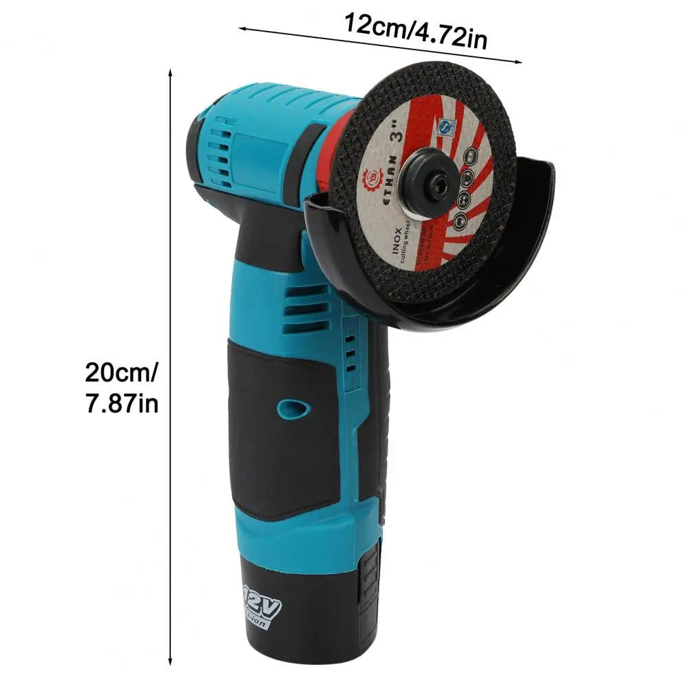 Cordless Angle Grinder, Rechargeable 12V Battery Steel Gears Mini Angle Grinder, Metal Wood Polishing Electric Grinding Tool