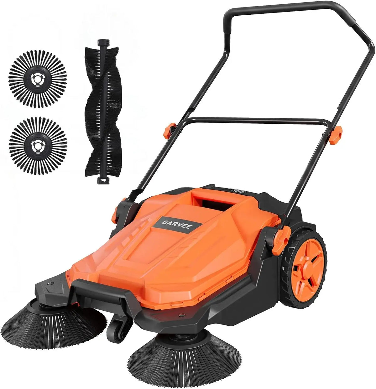 Twister.Ck 26" Hand Push Walk-Behind Sweeper, 5-Gallon Debris Container, Multi-Adjustable Folding Handle — Lifts Flattened Grass & Sweeps Debris