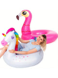 Joyfy 2Pack Flamingo Unicorn Pool Float Fun Floaties Inflatable Swimming Pool Tubes Toys Summer Vacation Party Toys for Kids