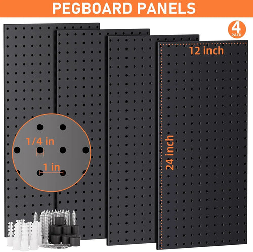 48" x 24" Metal Pegboard Kit, 156 Accessories, 4 Panels for Garage Tool Storage