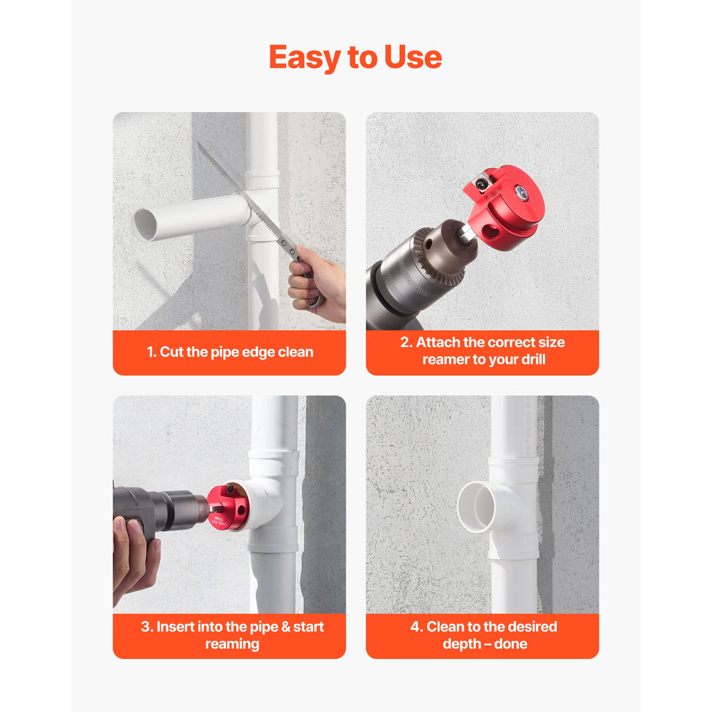 SucceBuy PVC Pipe Reamer Kit 5/7/9 PCS Fitting Socket Saver, Fits Standard 1/2" Drills Plumbing Tool Kit for PVC, ABS, CPVC Pipe