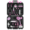 DEKO 126Pcs Power Tool Combo Kits with 8V Cordless Drill,10MM 3/8'' Keyless Chuck,Professional Home Household DIY Hand Tool Kits