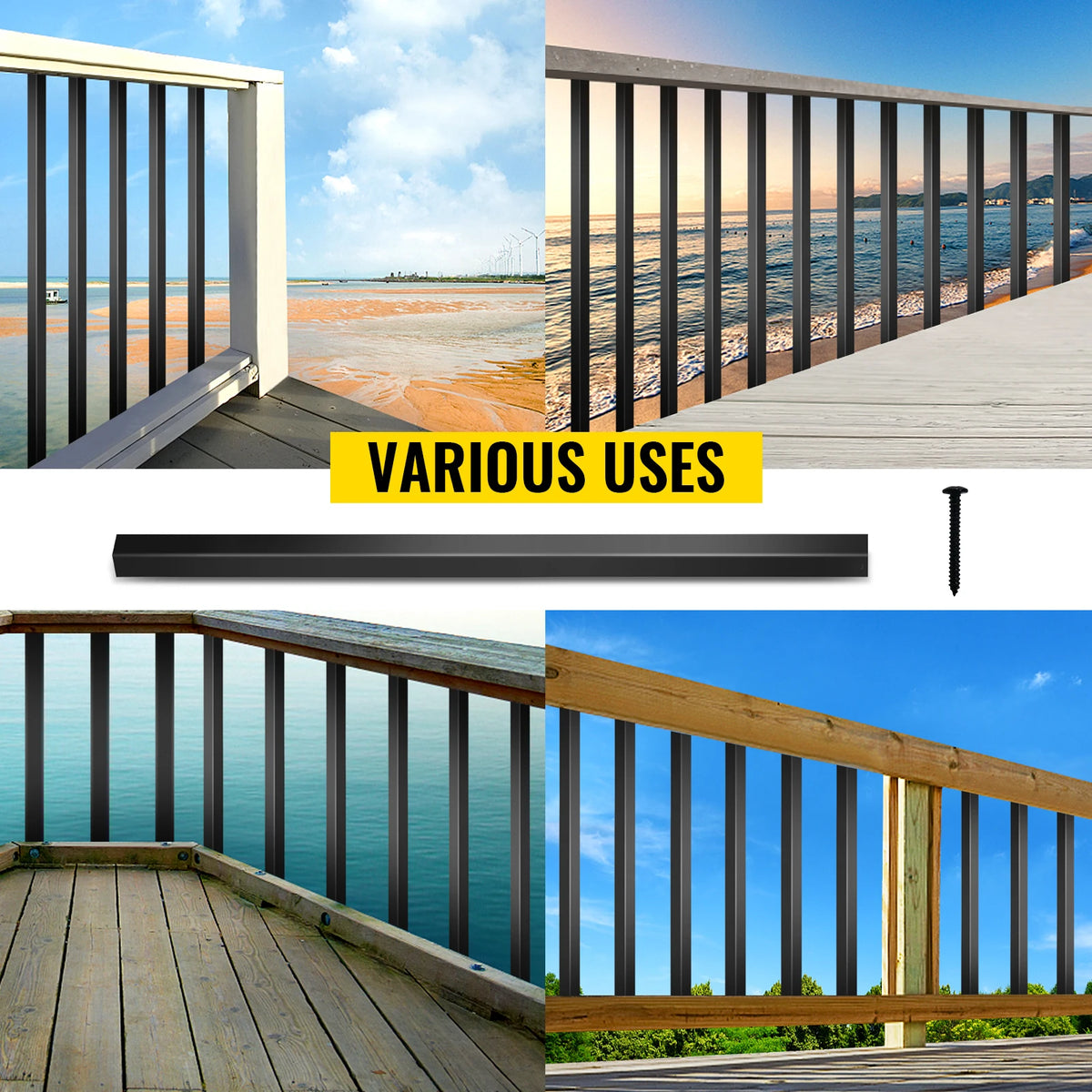 SucceBuy Aluminum Alloy Deck Balusters 101 Pack, Metal Deck Spindles 32-inch