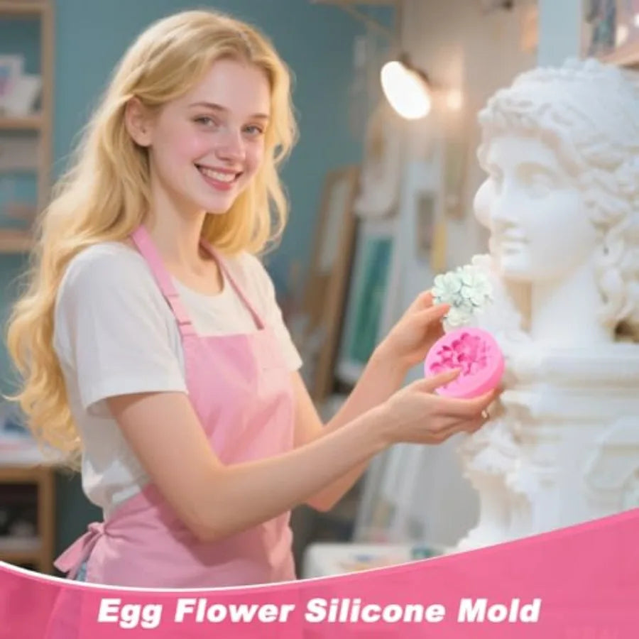 2PCS Flower Silicone Mold 3D Cute Flower Resin Candle Molds for Candle Making Fondant Chocolate Cake Decorating Soap Wax Resin