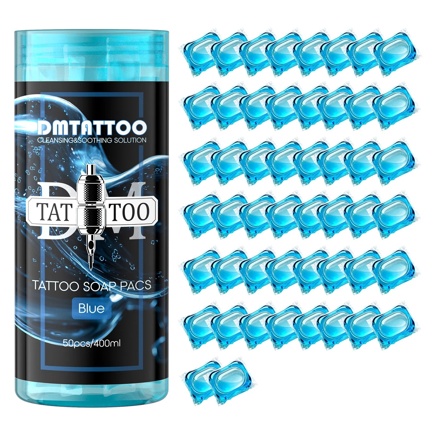 DM 25/50PCS Concentrated Tattoo Pink/Blue Soap Pacs, Mild Tattoo Cleaning Soothing Aftercare Solution, Soap Pacs for Tattoo Salon