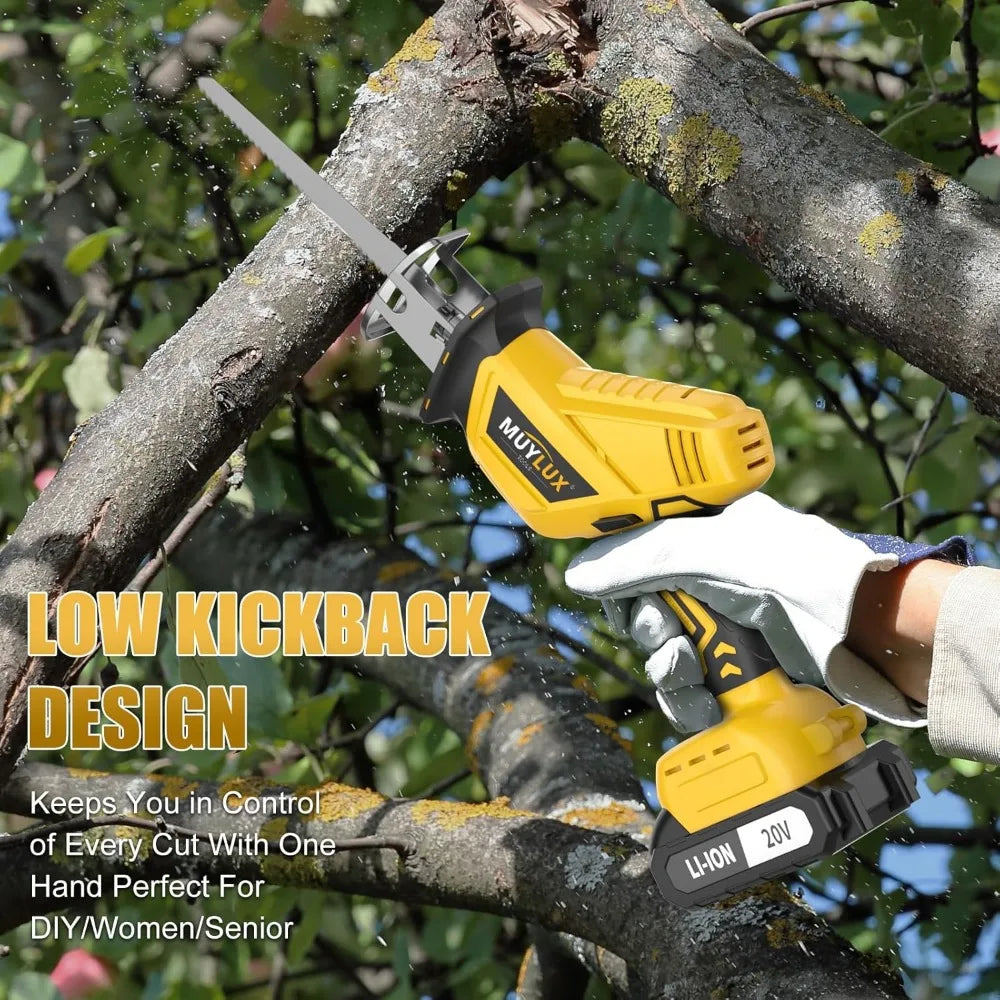 20V Cordless Reciprocating Saw, 2 Battery, Variable Speed, Tool-Free Blade Change
