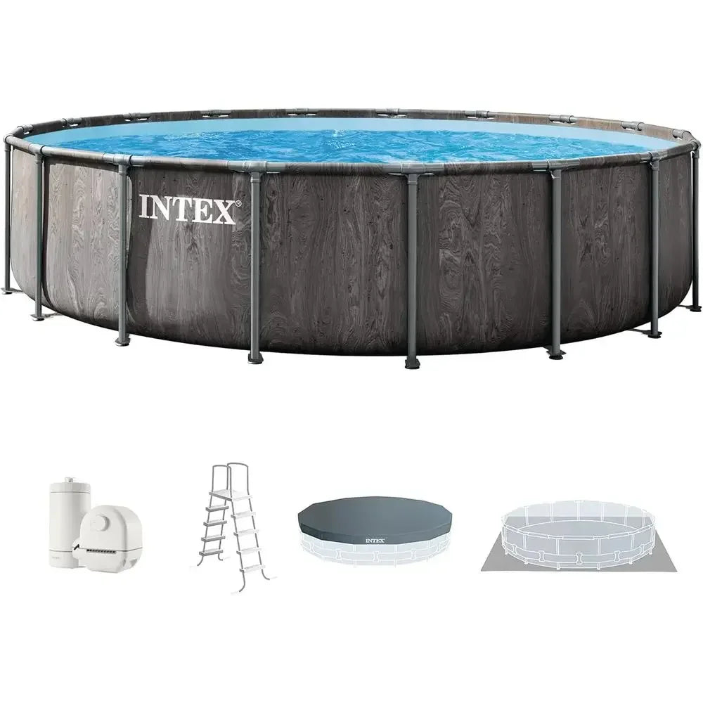 Intex 18ft x 48in Above Ground Pool Set with 1500 GPH Filter Pump, Ladder, Cover, and Ground Cloth