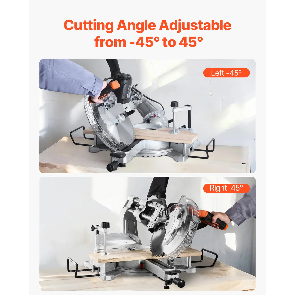 SucceBuy Sliding Compound Miter Saw 12-Inch Blade 15Amp Motor 60-Tooth Corded Double Bevel Sliding Miter Saw LED Alignment
