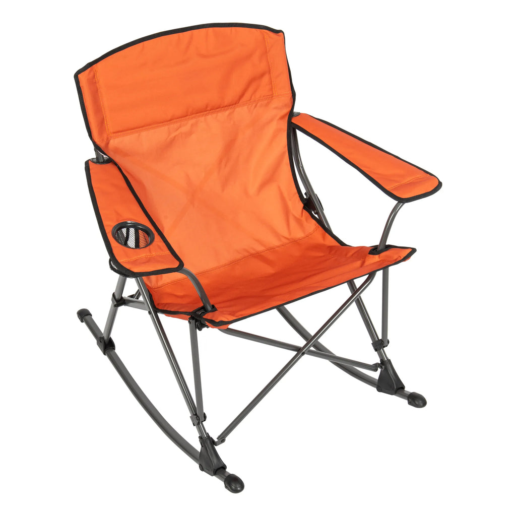 Soft Arm Quad Rocker Outdoor Folding Rocking Chair in Clay Color, Folding Rocking Chair With Carry Bag