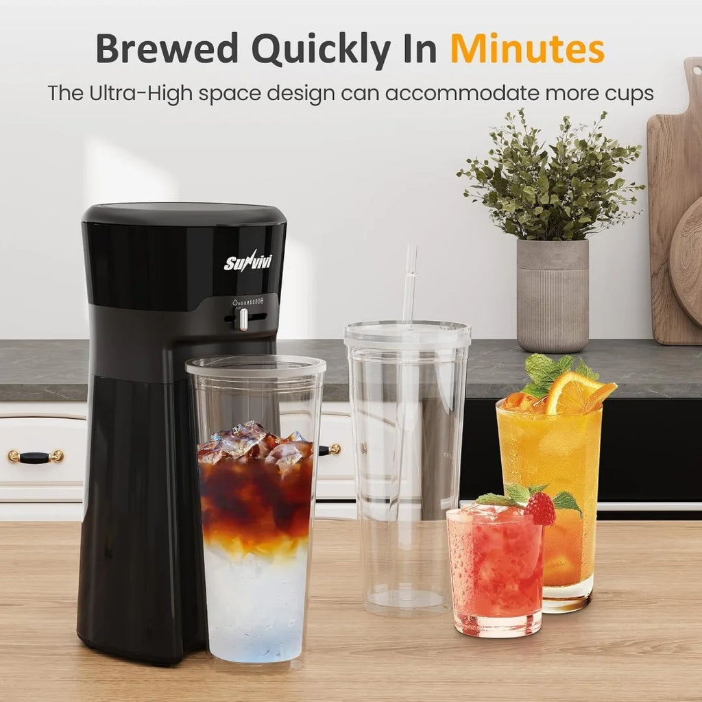 Sunvivi Portable Cold Brew Coffee Maker, Quick Iced Coffee & Tea Machine with Adjustable Concentration, Double Wall Tritan Cup, for Home Office Dorm RV,  Model Number: T6051P583089