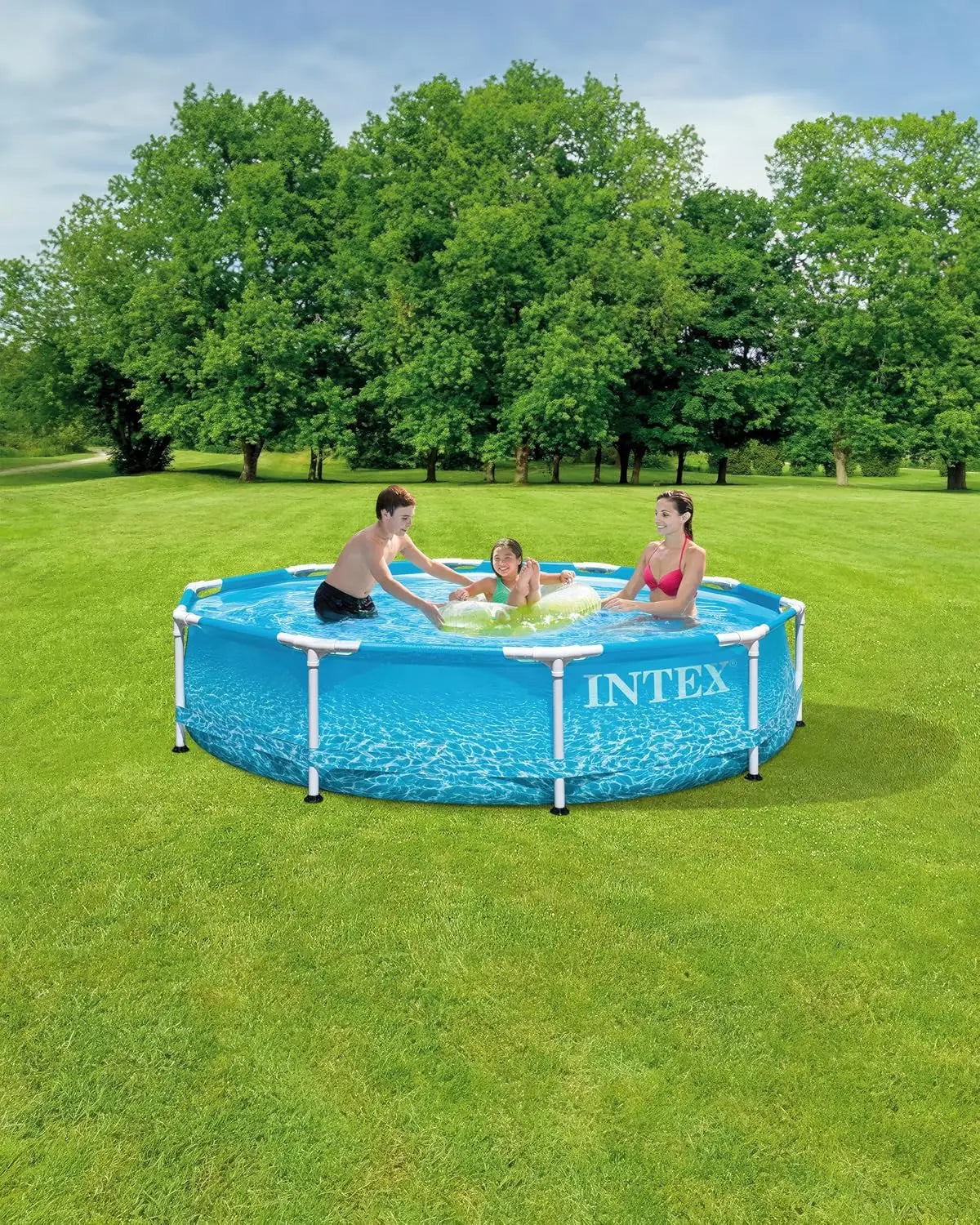 Large Round Above Ground Swimming Pool with Reinforced Sidewalls and Metal Frame, 10ft by 30in for Backyard Fun