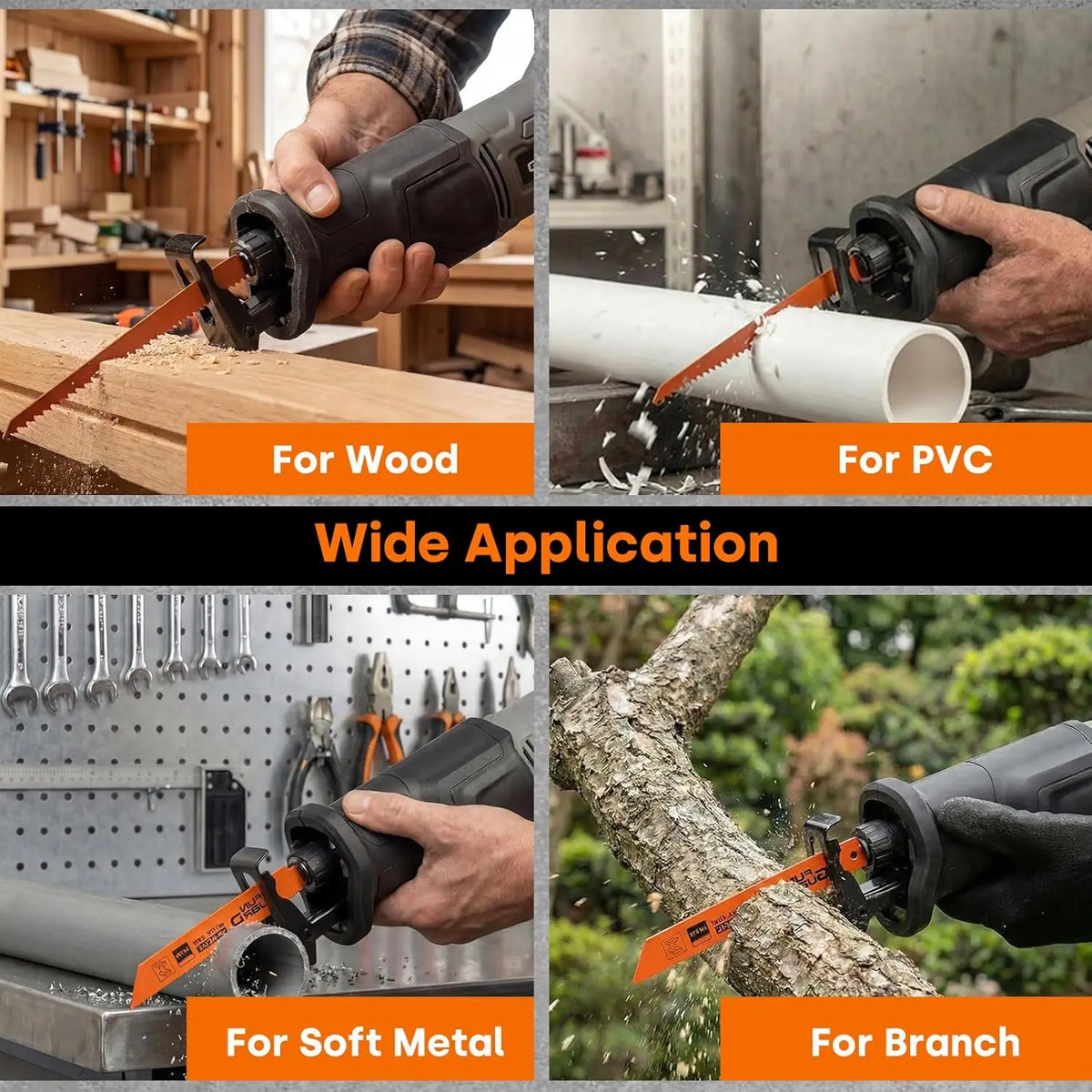 Reciprocating Saw, 710W, 2800 RPM Variable Speed, Tool-Free Blade Change, 20mm Stroke Length, 6pc Blades for Wood, Soft Metal, PVC Pipe Cutting