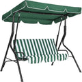 Outdoor Swing Chair with Adjustable Canopy, 3 Seat Stable Metal Frame Porch Swing Heavy Duty Stand Swing for Backyard Patio Lawn, Available in Red or Green