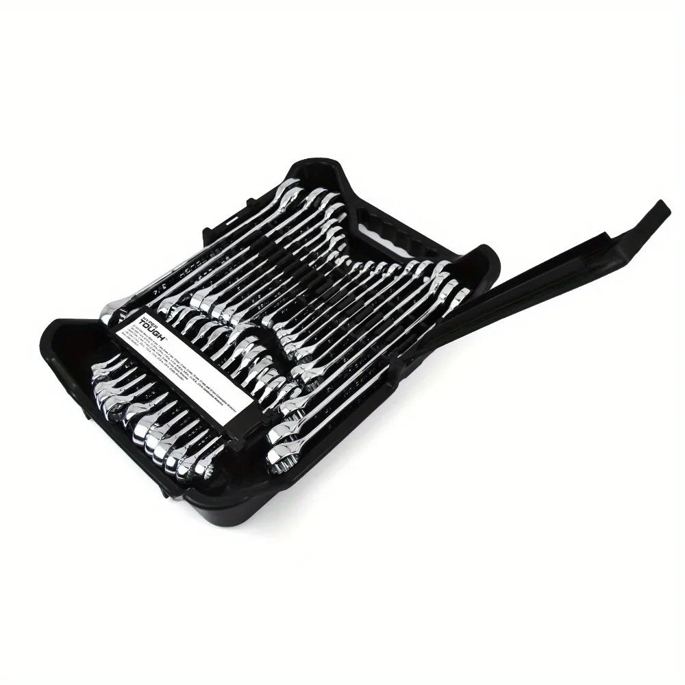 32-Piece Combination Wrench Set, Metric & SAE Wrenches with Organizer Pouch, Mechanics Tool Kit for Home/Garage