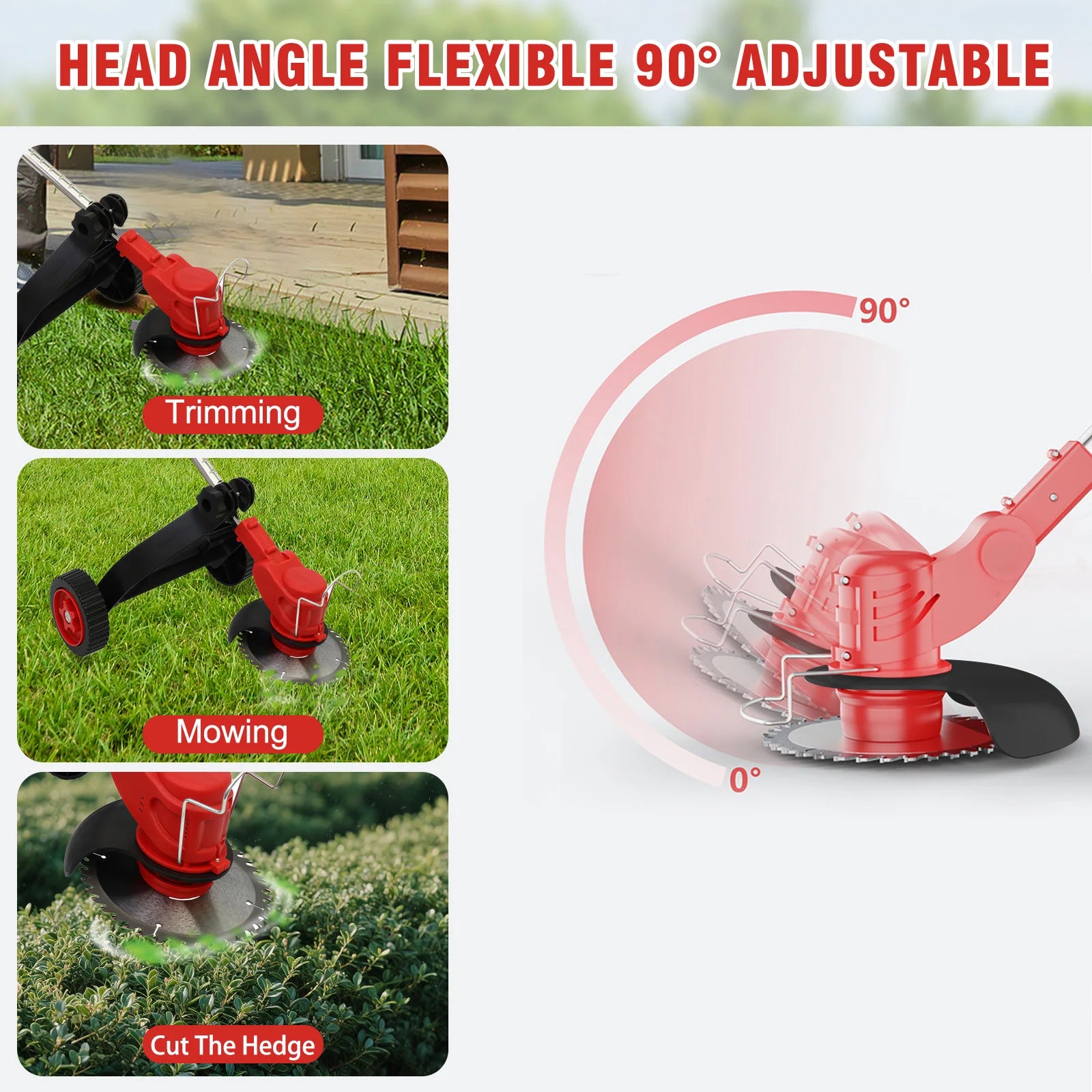 Electric Cordless Grass Trimmer Lawn Mower Weed Edger Brushles Cutter 24V 2x5C 1.5Ah Lithium Battery Charger for Yard Garden