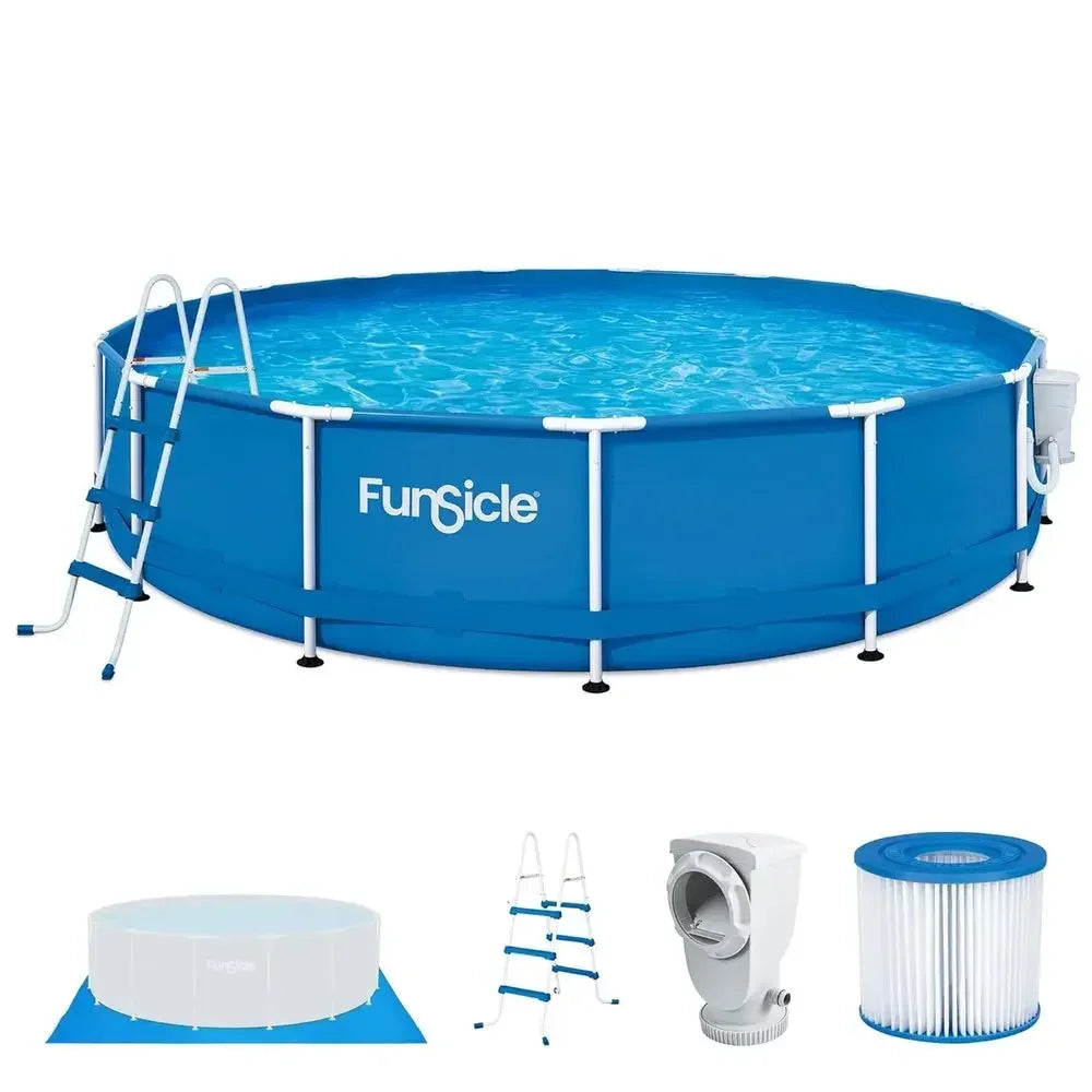 FunSicle 15' x 36 Round Easy-Setup Above Ground Pool with 2-in-1 Filter Pump for Backyard Fun