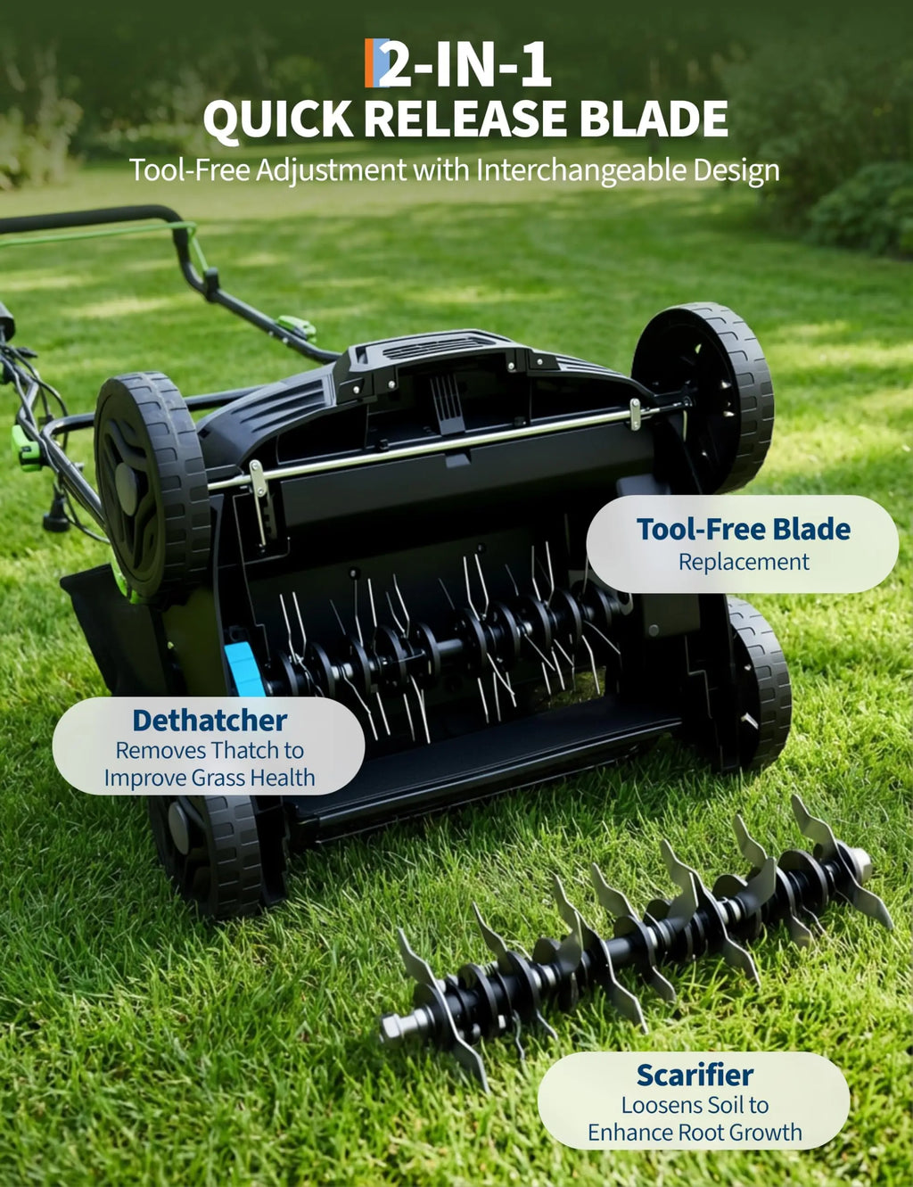 Garvee Electric Lawn Dethatcher Scarifier 15.5 Amp, 14" Corded 2-in-1 Dethatcher with 14.5 gal Collection Bag