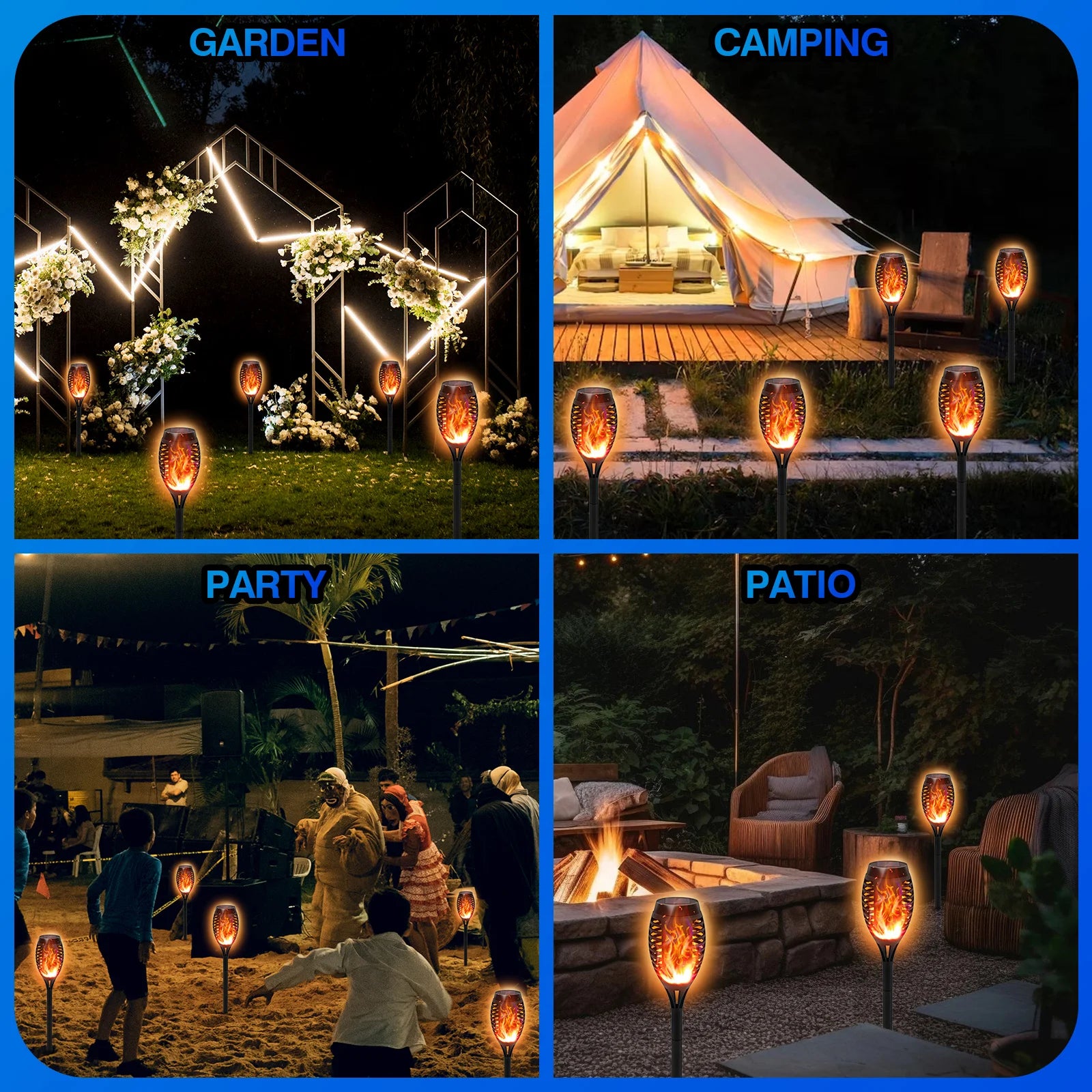 Solar Lights Outdoor LED 4/6/8/12Pcs Solar Torch Lights with Flickering Flame Waterproof Garden Decoration Lawn Path Yard Patio