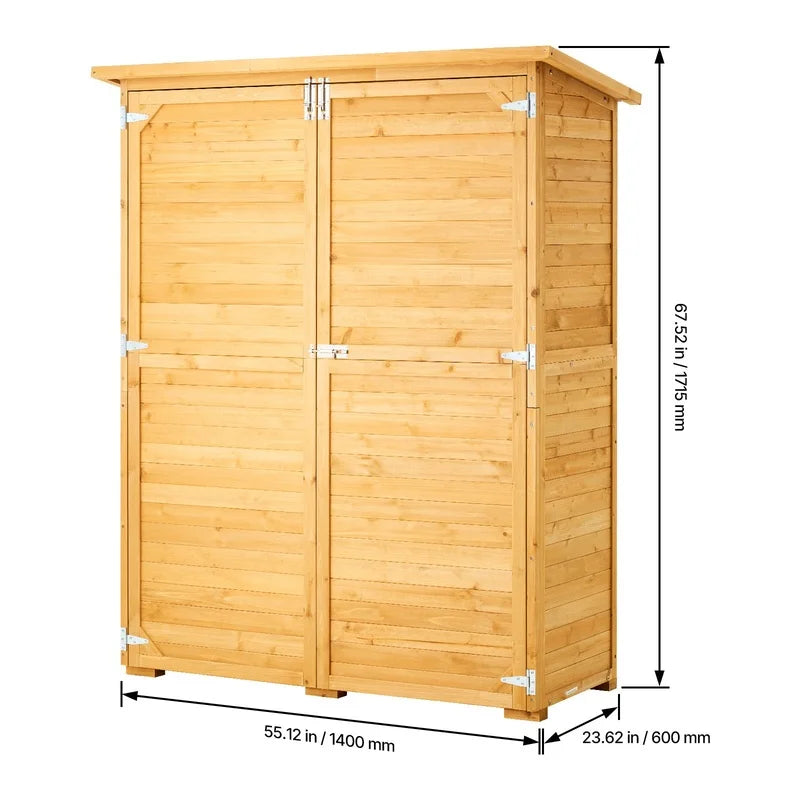 55x67.5 Inch Outdoor Wooden Garden Shed with Metal Roof Waterproof Storage for Tools